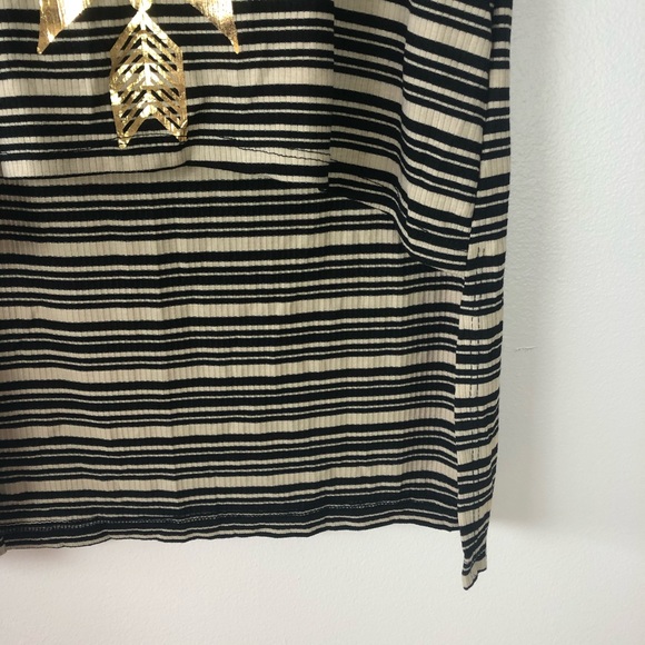 Gold Compass print Striped Hi-Low Tank Top - Picture 4 of 9